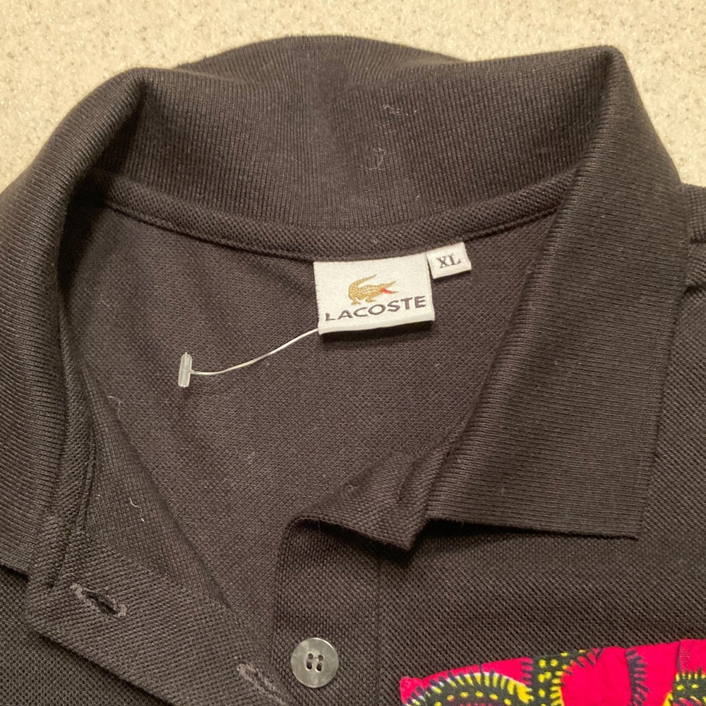 Lacoste NWOT Custom Polo Youth Size XL Black Pink  "God is faithful" - Picture 9 of 11